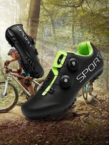 Professional-Grade High-Value Bicycle Shoes, With Triangle & Delta Buckle Clips, Outdoor Cycling Shoes With Strong Grip, MTB Mountain Bike Shoes, Durable & Wear-Resistant, Hardcore Traction, Rotary Buckle Design For Easy On/Off - Black Green - View 3