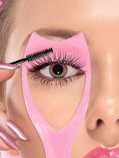 2/1pc, Three-In-One Mascara Applicator, Mascara Protection Tool, Eyelash Auxiliary Device, 1pcsreusable Makeup Assistant, Auxiliary Device Suitable For Beginners To Perfectly Apply Eyelashes And Eyeliner, To Create Naturally Non-Caking Eyelashes, Mascara Shield Applicator For Eyelash Protection With Eyelash Separator Tool Eyelash Tweezers Girl.