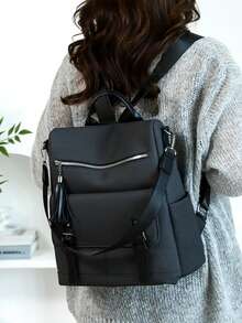 2026 New Korean Retro Women Backpack, Fashionable Soft Leather Fringe Multi-Function Travel Bag - A - View 2