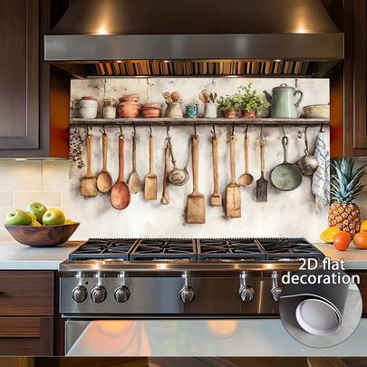 1-Piece, 2D Wall Sticker Features A Beautiful Vintage Gold Fireplace Design Adorned With Flowers. Its Realistic Style Adds A Touch Of Luxury To Any Home. This PVC Kitchen Wall Sticker Is Easy To Install.