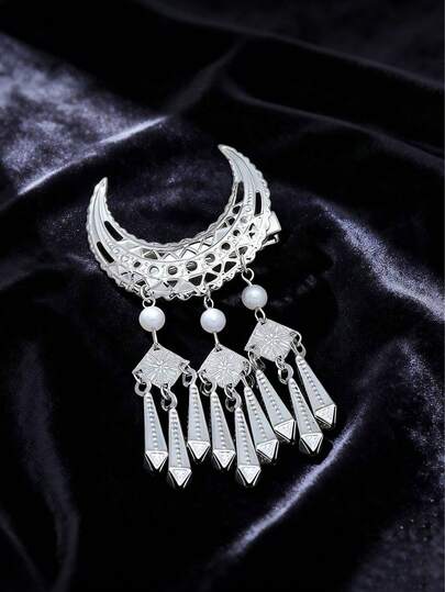 Clip para el cabello con media luna hueca y perla, accesorio de cabello de estilo árabe vintage para fiestas, nueva llegada para el Ramadán 2026