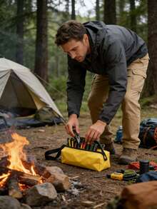 1Pc M/L Sizes Compact & Durable Tool Storage Pouch, Multi-Color Optional, Waterproof Fabric With Built-In Handle Strap, Hanging Design For Easy Access. Work Tool Storage Pouch & Space-Saving Cabinet Organizer, Compact Tool Organizer, Ideal For Workbench, Brush & Home Tool Storage, Perfect Gift For DIY Enthusiasts. - Multicolor - View 10