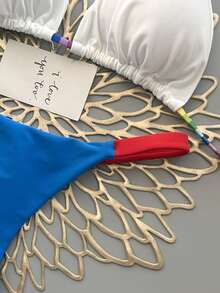 2pcs Geometric & Tropical Floral Print Swimsuit, Casual Cute Elegant Sexy Bohemian Tie-Up Bikini Set, Suitable For Spring/Summer Beach Vacation, Women's Swimwear, Beach Outfit, Women's Bikini, Women's Beach Set - Multicolor - View 5