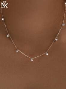 SYMFNY 1件925纯银时尚立方氧化锆吊坠项链，适合女士日常佩戴 - 銀色 - 查看 1