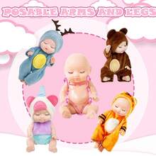 可爱4.33英寸仿真重生娃娃玩具，迷你萌萌睡着的儿童系列娃娃，卡通动物玩具，适合儿童生日礼物，激发想象力的玩具 | 奇趣玩具设计 | 柔软材质 - 彩色 - 查看 3