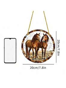 1/2pcs Acrylic Double Horse Pattern Dreamcatcher, Colorful Glass Window Decor, Suitable For Room, Cabin, Bedroom, Home, Garden Decoration, Men's Birthday Gift, Perfect For Horse Riding Enthusiasts, Housewarming Gift, 2D - Multicolor - View 10