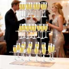 Elegant Acrylic Champagne Tower Wine Glass Rack, Modern Transparent Display Stand For Parties Weddings Celebrations Christmas - Multicolor - View 4