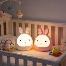 Rechargeable Rabbit Night Light Features Three Color-Changing Modes, Dimming Function, Button And Touch Controls, And A Long-Lasting Battery.  Its Cute Rabbit Design Makes It Perfect For Bedrooms, Room Decoration, Creating A Dreamy Atmosphere, Setting The Mood, And Can Also Be Used As A Desk Lamp. It's Also An Ideal Holiday Gift. - 彩色 - 查看 4