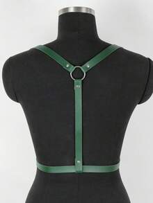 1 PC 2026 Spring New Arrival Army Green PU Leather Suspender Waist Belt, One-Piece Harness Cincher, Shirt Dress Waist Shaper For Women - Dark Green - View 4