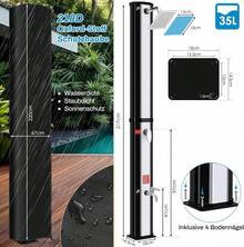 Solar Shower 35/40/60 L Garden Shower Camping Pool Rain Shower Pool Shower Outdoor Shower Up To 60°C, Incl. 360° Shower Head, Tap, Garden Hose Connection & Protective Cover - Silver Black - View 6