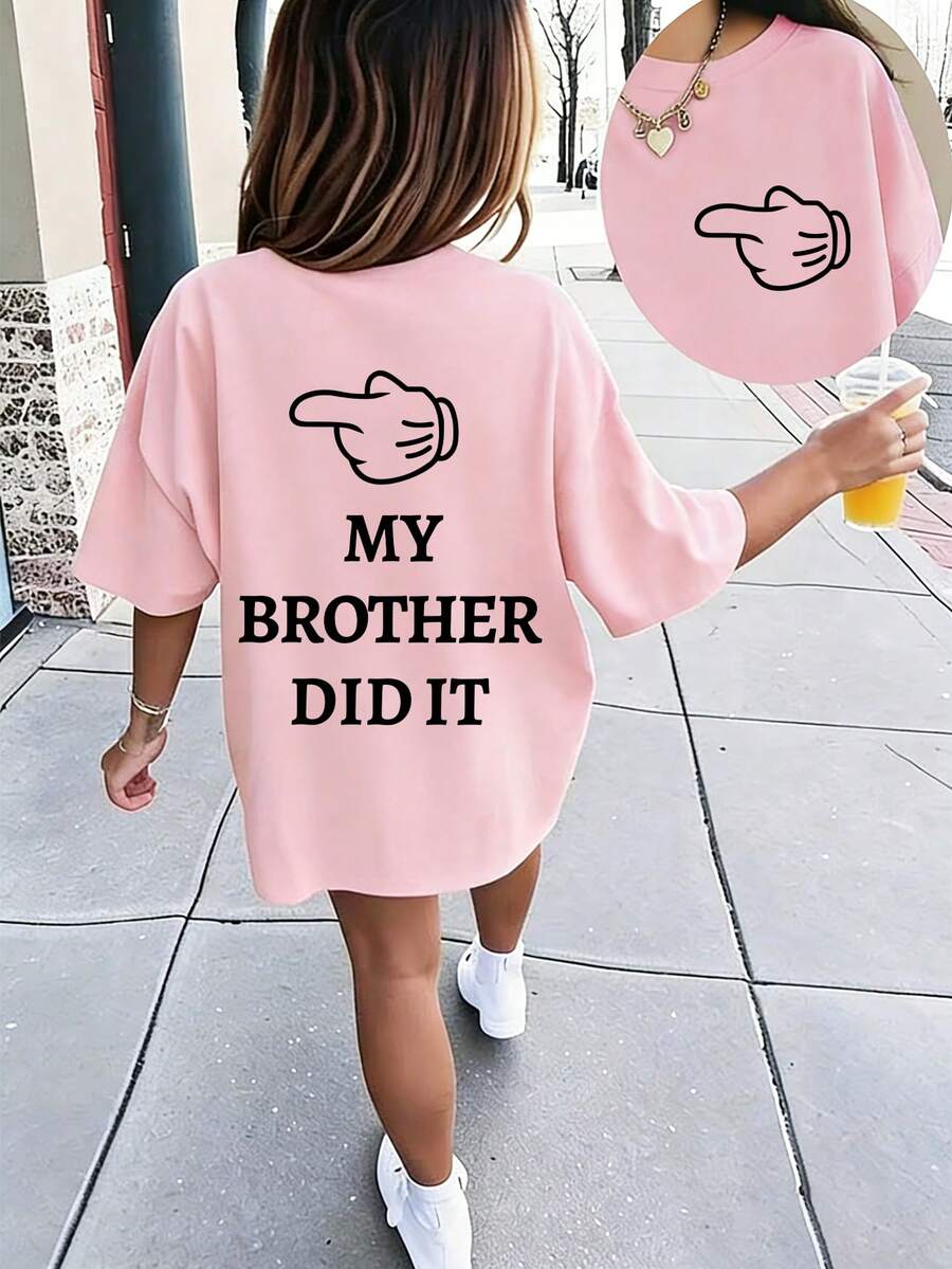 Tween Girls' Casual Graphic Print Crew Neck Short Sleeve T-Shirt, Summer Top - Pink - View 1