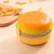 AIDROM MART Lunch Box en forma de hamburguesa 2 capas para niños diseño compacto y duradero ideal para comidas escolares y viajes fácil de transportar y limpiar - Amarillo - Ver 5