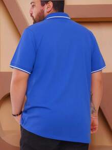 High-Quality 100% Cotton Polo Shirt, Basic Men's T-Shirt, Plus Size Model, All Year Round, Polo Shirt, Plus Size. - Blue Pen - View 4
