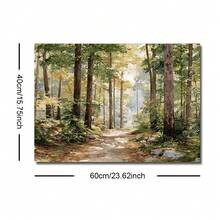 1幅装裱/未装裱绿色森林小径阳光北欧自然风景帆布海报林地乡村风景墙艺术印刷品简约农舍美学装饰画，适用于公寓、客厅、卧室、现代家居装饰 - A - 查看 10