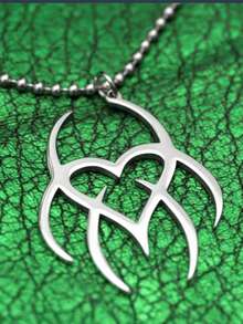 Unisex Gothic Punk Biohazard Heart Symbol Stainless Steel Pendant Necklace - Silver - View 1