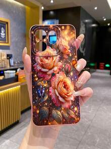 1个玫瑰蝴蝶UV印刷防摔手机壳，兼容三星/Galaxy/Infinix/Redmi/OPPO/VIVO/Realme安卓机型 - 粉色 - 查看 7