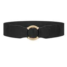 Cintura casual elastica larga 7,5 cm, colore unito, design minimalista, fibbia rotonda alla moda, decorazione di alta qualità per cappotti, cintura in vita elegante e stirabile in stile coreano, la versione larga affina la vita istantaneamente - Multicolore - Visualizzare 9