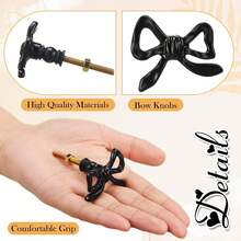2pcs French Cute Cool Black Bow Knobs For Vanity, Drawer, Door Handles - A - View 4