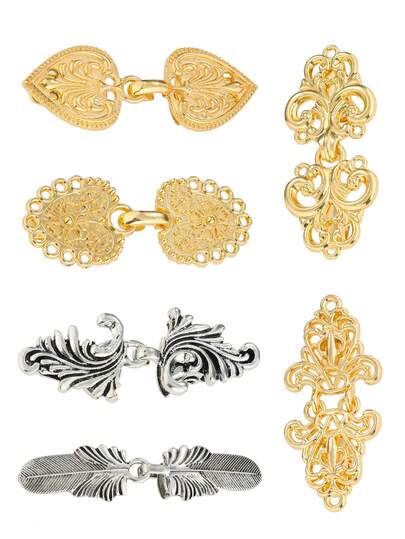 1/2/6件装复古金色/银色毛衣旋涡披肩斗篷夹，适用于连衣裙、复古开衫、披肩领扣、衬衫纽扣夹，适合女孩和女性。