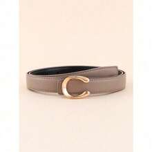 Letter Decoration Alloy Buckle Women's Casual Commuter & Streetwear Fashion Versatile Belt Summer, School Fall, Autumn, Halloween - Màu Khaki - Xem 5