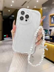极简透明手机壳+蝴蝶结珍珠链手机壳挂绳套装，兼容 17、16、15、14、13、12、11 Pro Max、14、15、16 Plus、XS、XR、X、8、7 - 無色 - 查看 5