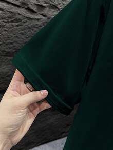 Camiseta de manga corta holgada con estampado de moda para hombres SU ER | Diseño exquisito | Esencial de verano | Fácil de combinar, mostrando tu estilo - Verde Oscuro - Ver 6