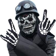 A Pair Of Glow In The Dark Skeleton Design Gloves, Fashionable Couple Gloves, Suitable For Halloween Costume, Party And Special Activities.(Needs UV Light Exposure)Fluorescent Party, Novelty Toys, Holiday Party - 黑色 - 查看 5