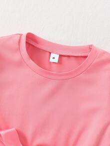 Young Girl' Fashionable Casual Elegant Sweet Cute Unicorn Print Round Neck Cap Sleeve Ruffle Mesh Dress, Summer - Pink - View 4