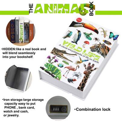 Large Size Book Safe,Small Diversion Safe Box With Combination Lock,Hidden Safe In Plain Sight,Secret Safes (Large),Home Safe Box For Cash,Valuables, Gift For Friend,Birthday Gifts,24X16X5.7cm(Large)