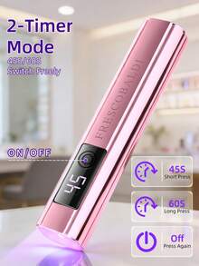 1pc Handheld Nail UV Lamp With Screen Display, Suitable For Gel Manicure, Mini Nail Lamp, Portable LED Nail Dryer, USB Nail Curing Machine, Quick Drying Nail & Foot Care Tool - Pink - View 5