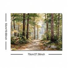 1幅装裱/未装裱绿色森林小径阳光北欧自然风景帆布海报林地乡村风景墙艺术印刷品简约农舍美学装饰画，适用于公寓、客厅、卧室、现代家居装饰 - A - 查看 8