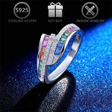 1pc 925 Sterling Silver Cubic Zirconia Unique Line Design Ring, Suitable For Daily Wear, Banquet, Wedding, Birthday Gift, Mother's Day Gift - Silver - View 7