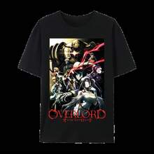 Overlord ​ Ainz Ooal Gown ​ ​   Graphic Cotton T-Shirt, Japanese Anime Unisex Short Sleeve Crewneck Shirt, - 黑色 - 查看 12