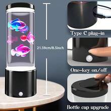 1 pieza Lámpara de medusa soñadora, lámpara de escritorio con tema oceánico LED, alimentada por USB con control remoto, luz de ambiente, 17 colores ajustables, luz nocturna de acuario, adecuada para decoración del hogar, regalo de cumpleaños/fiesta, dormitorio, sala de estar, decoración de fiesta - Linterna de pescado - Ver 3