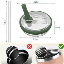 2 Pack 30 Oz Tumbler Flip Straw Lid Replacement Compatible For  , Leak Proof Lid Replacement For 30 OZ  H2.0  Tumbler,Spill Proof Splash Reusable (FArmyss Gre1en) - 陸軍綠軍 - 查看 3