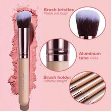 BS-MALL 12pcs Precise Makeup Brush Set With Khaki Brush Holder, Including Foundation Brush, Eyeshadow Brush, Blush Brush - Makeup Tools - Khaki - View 6