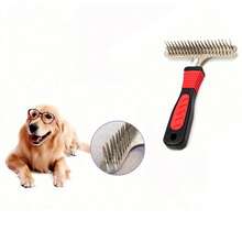 1pc Pet Brush Comb, Straight Grooming Brush For Long Haired Dogs Like Golden Retriever - Multicolor - View 1