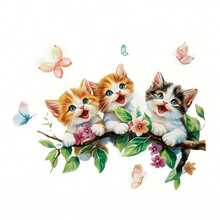 1pc/2pcs/3pcs Cute Cat Patch Heat Transfer Stickers, Durable Long-Lasting, For DIY T-Shirts, Hoodies, Jeans, Sweatshirts, Backpacks, Jackets, Handbags, Pillows - 3PCS-s - View 5
