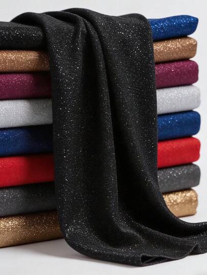 1pc Metallic Thread Fabric, Knitted Elastic Glitter Tulle, Suitable For Wedding, Party Dress, Stage Design, DIY