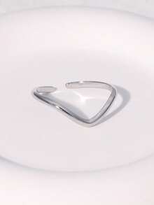 1枚时尚简约优雅镀层不锈钢几何开口戒指，适合女性日常、派对和约会佩戴。 - 彩色 - 查看 5