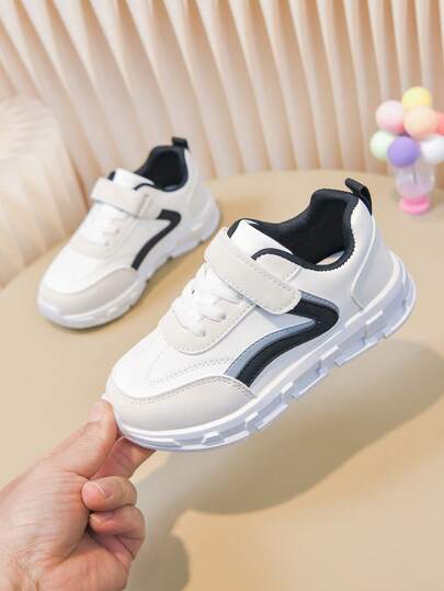 1 Pair Fashion Hook & Loop Sports Shoes For Boys And Girls, Lightweight, Soft And Non-Slip Suitable For Toddler Walking Shoes, Outdoor Casual Shoes, Sports Shoes, Student Shoes, Suitable For All Seasons