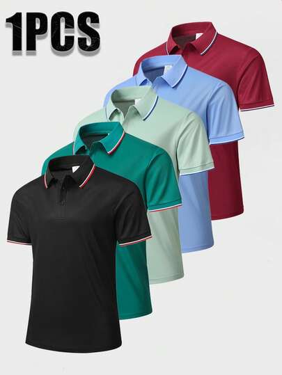 Men's Casual Business Minimalist Polo Shirt, Fashionable For Party, Outdoor, Commuting