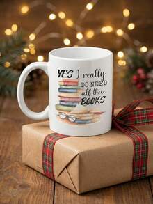 Book Lover Mug Yes I Really Do Need All These Books Novelty Coffee Mug For Woman, Mom, Dad, Sister, Friend Birthday Christmas Valentine Bookaholic Bookish Gift White Mug 11oz - White - View 3