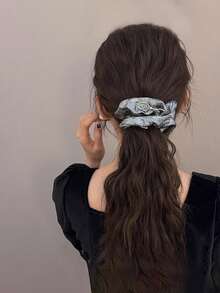 串珠蝴蝶结发圈，闪亮粗螺旋发绳，光泽柔软马尾辫发饰发圈 - 彩色 - 查看 2