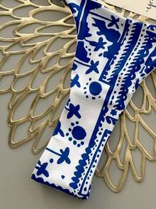 3 piezas Conjunto de bikini bohemio sexy con estampado de flores tropicales para vacaciones en la playa en primavera y verano - Azul - Ver 4