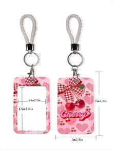 1pc ABS Cherry Pattern Fashionable Personalized Keychain Pendant, Bag Charm, Student Bus Protector - Multicolor - View 5