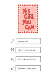 1pc Frameless Minimalist Motivational Poster "Yes Girl You Can" Quote Wall Art Canvas Print For Room Decor, Dorm Essentials, Birthday Gift And Party Decoration, Vintage Inspirational Bedroom Decor, Aesthetic Room Decor, Prints For Wall, College Dorm Room Essentials, Home Decoration, Empowering Gift Idea, Unique Wall Decor. - Poster - View 5