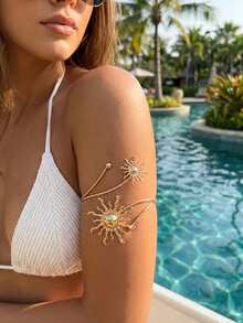 Một chiếc vòng tay mùa hè thời trang, phóng khoáng, sáng tạo, bất đối xứng, phù hợp cho phái nữ dạo phố, dự tiệc và đi nghỉ mát hàng ngày. - Vàng - Xem 2