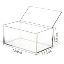 [Free Shipping]Acrylic Box With Hinged Lid Jewelry Storage Boxes Clear Display Organizer Contanier Home Decor Accent Decorative Box For Trinket Rings Bracelet - 7.8 x 4.7 x 3.1 英寸 - 查看 3