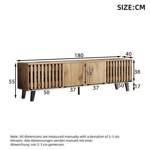 180 X 40 X 55 Cm TV-Schrank, Lowboards In Original Wood Colors, 8 Separate Ablagefächer, TV-Ständer, TV-Konsolen-Entertainment-Center Passend Für 70-Zoll-Fernseher, Geeignet Für Wohnzimmer - Khaki - View 1